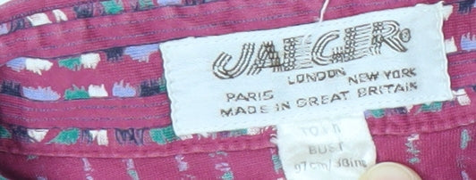 Close-up detail of Jaeger Women's Multicoloured Button-Up Shirt, size 10