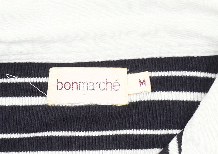 Bonmarché Women's Black Striped Polo Shirt M