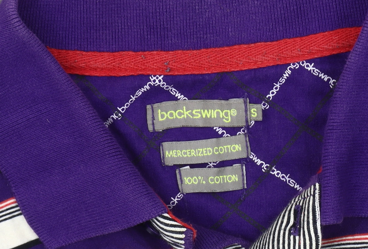 Backswing Men's Purple Striped Polo Shirt Size S