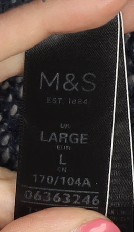Marks & Spencer Women's Blue Open Front Cardigan, Size L, Geometric