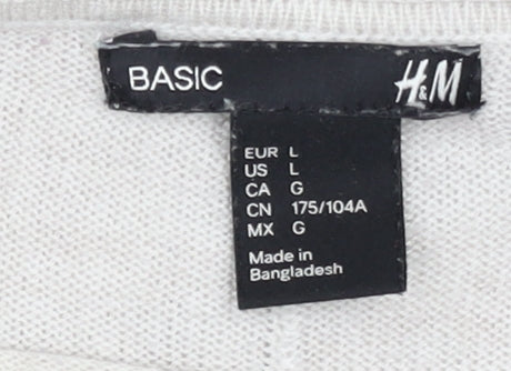 H&M Women's Ivory Pullover Jumper, Size L, Casual Wear