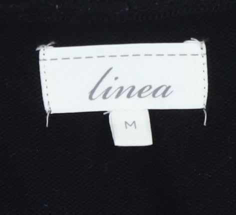 Linea Women's Black Beige Cardigan M, Viscose Acrylic Blend