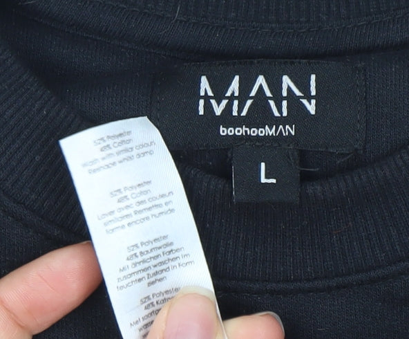 boohooMAN Men's Black Sweatshirt L - Logo Pullover
