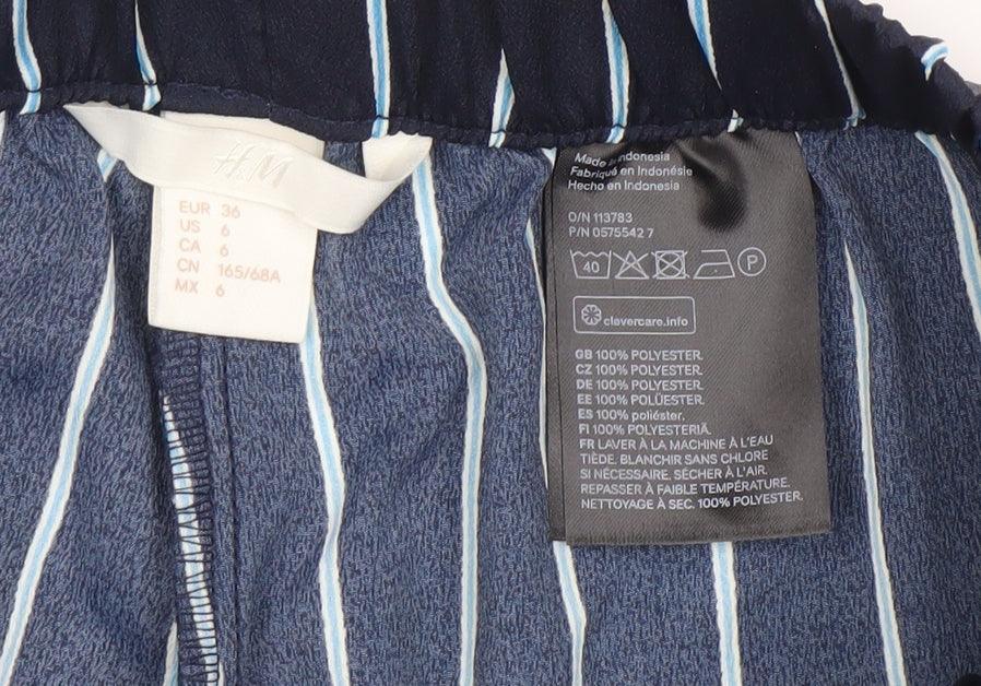 H&M Women's Blue Striped Trousers Size 8