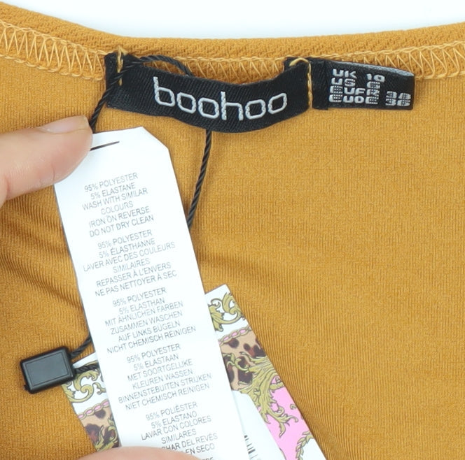Boohoo Women's Orange A-Line Midi Dress Size 8