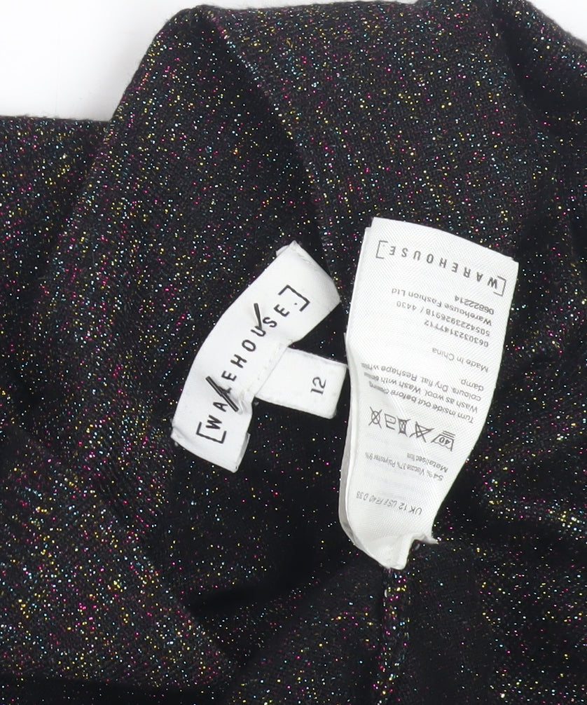 Warehouse Women's Black Mock Neck Jumper Size 12