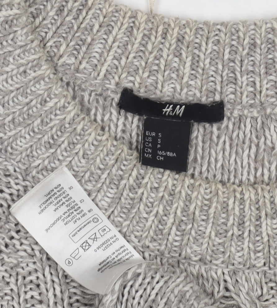 H&M Women's Grey Cable-Knit Pullover Jumper, Size S