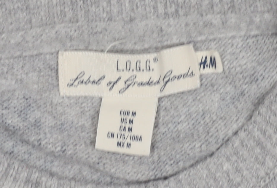 H&M Women's Grey M Floral Jumper - L.O.G.G.