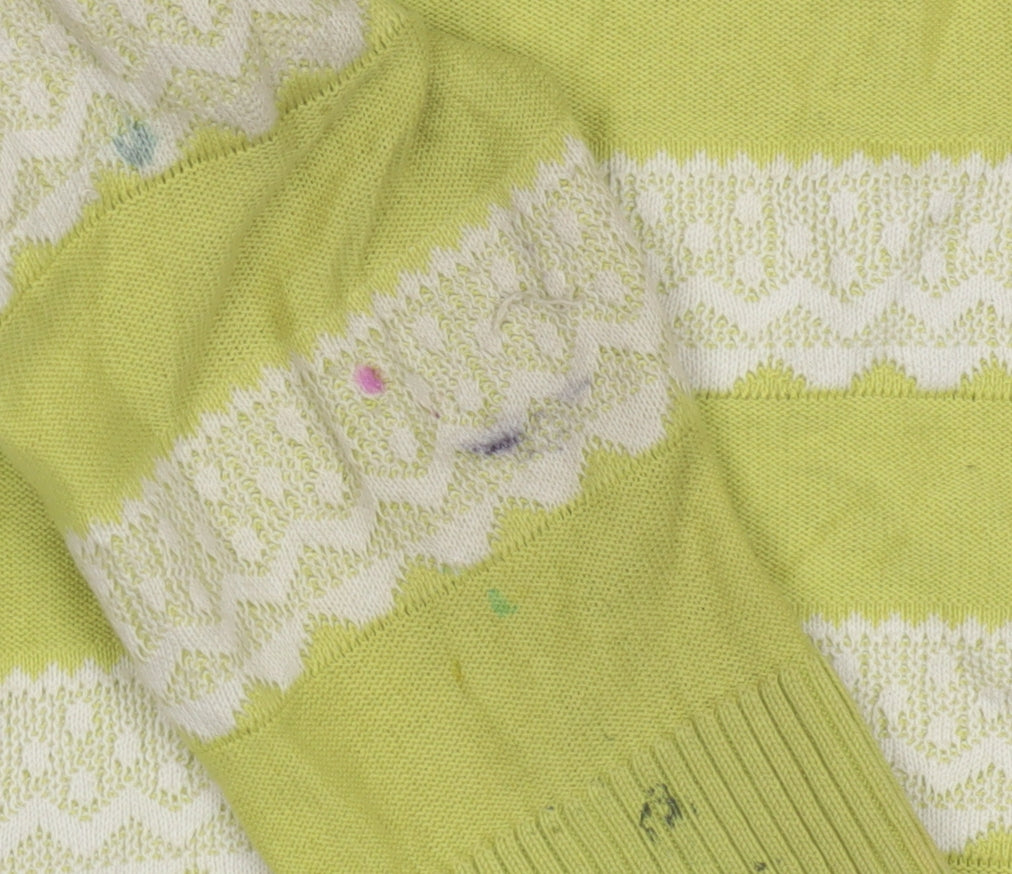 Marks & Spencer Girls Green Striped Jumper 6-7 Yrs