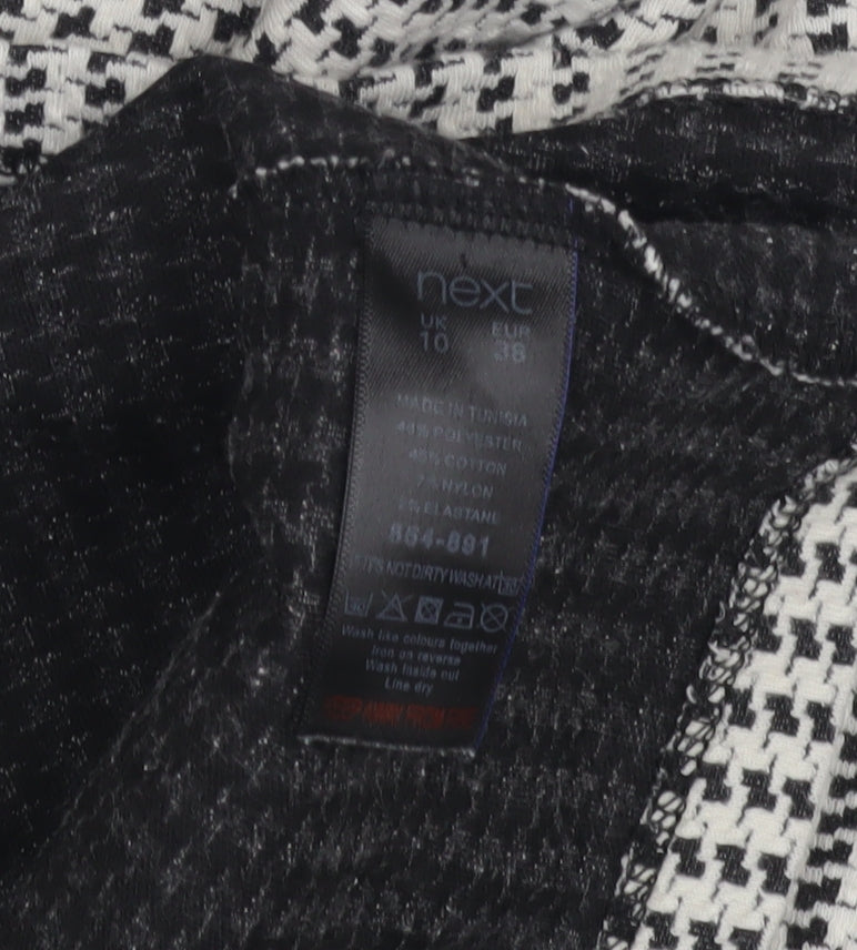 Next Women's Black Houndstooth Long Sleeve Top Size 10