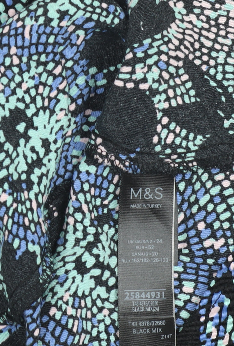 Marks & Spencer Women's Black Floral Blouse 24 Plus