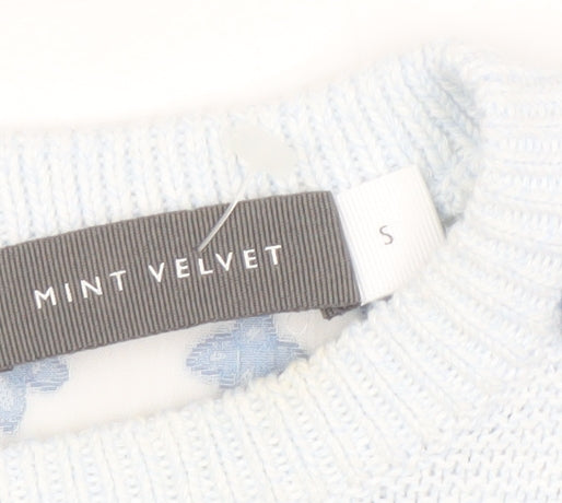 Mint Velvet Women's Blue Geometric Knit Pullover Jumper S
