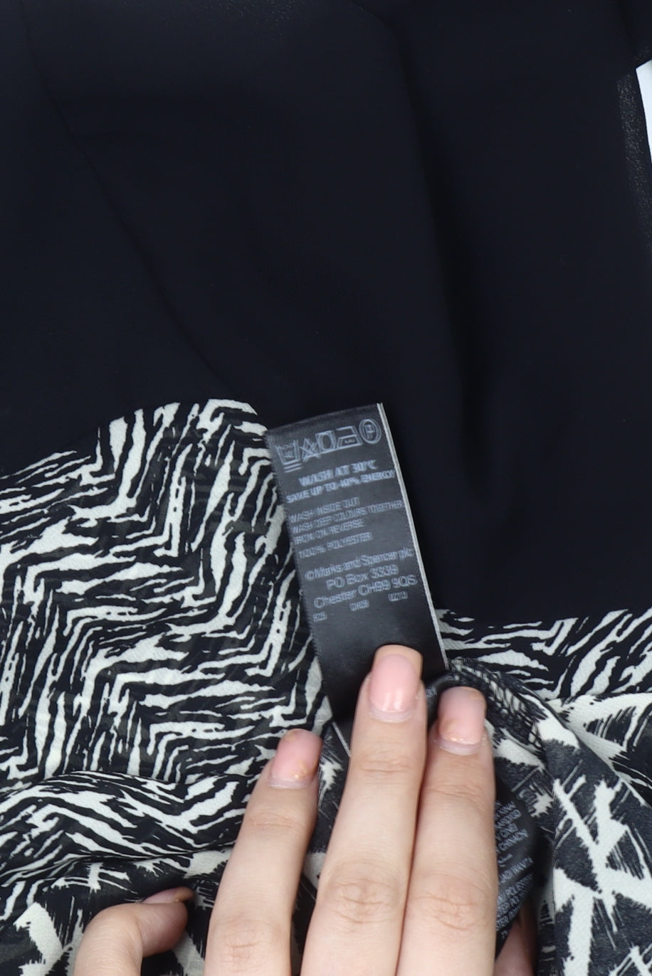 Marks & Spencer Women's Black Animal Print Blouse Size 10