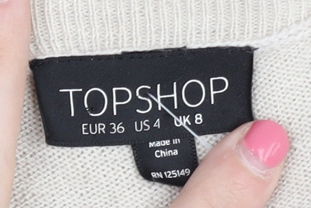 Topshop Women's Beige Animal Print Pullover Jumper UK 8