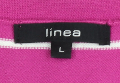 Linea Women's Pink Striped Cardigan L