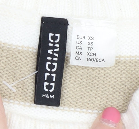 H&M Women’s Beige Striped Pullover XS