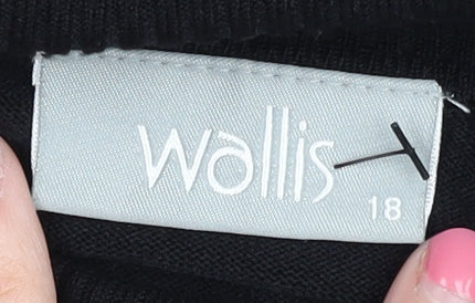 Wallis Women's Black Striped High Neck Jumper Size 18
