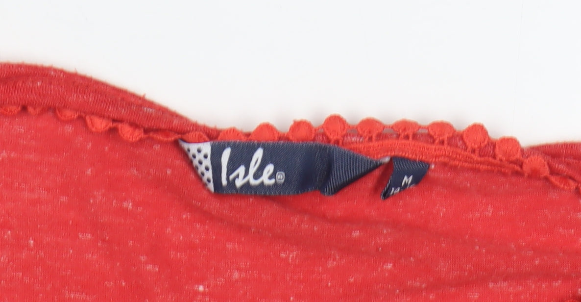Isle Women's Red Embroidered T-Shirt Size M