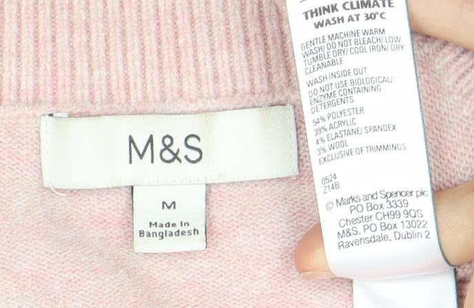 Marks & Spencer Women's Pink Wool V-Neck Jumper M