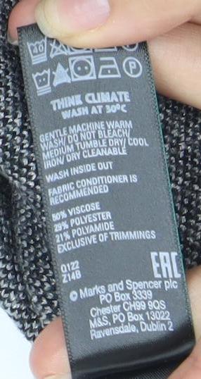 Marks & Spencer Women's XS Grey Black Roll Neck Jumper