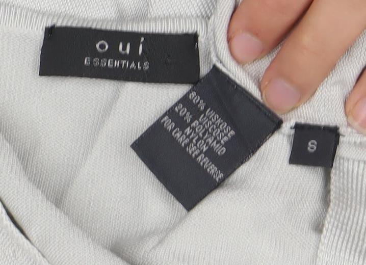 Oui Women's Grey V-Neck Button Cardigan S