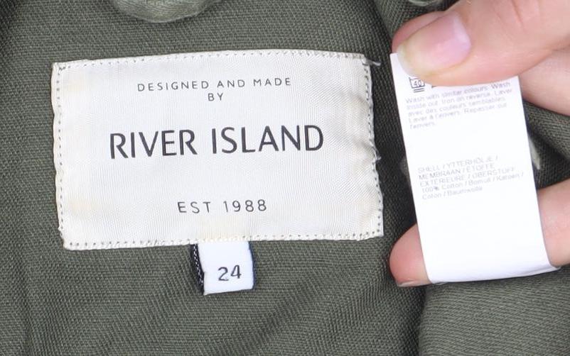 River Island Women's Green Military Jacket Size 16