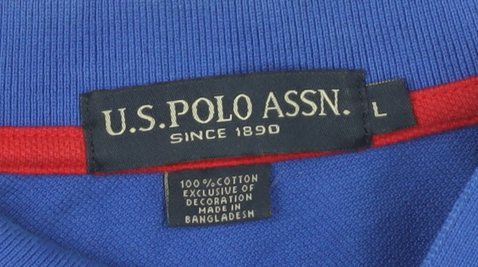 US Polo Assn Men's Blue Polo Shirt Size L American Style