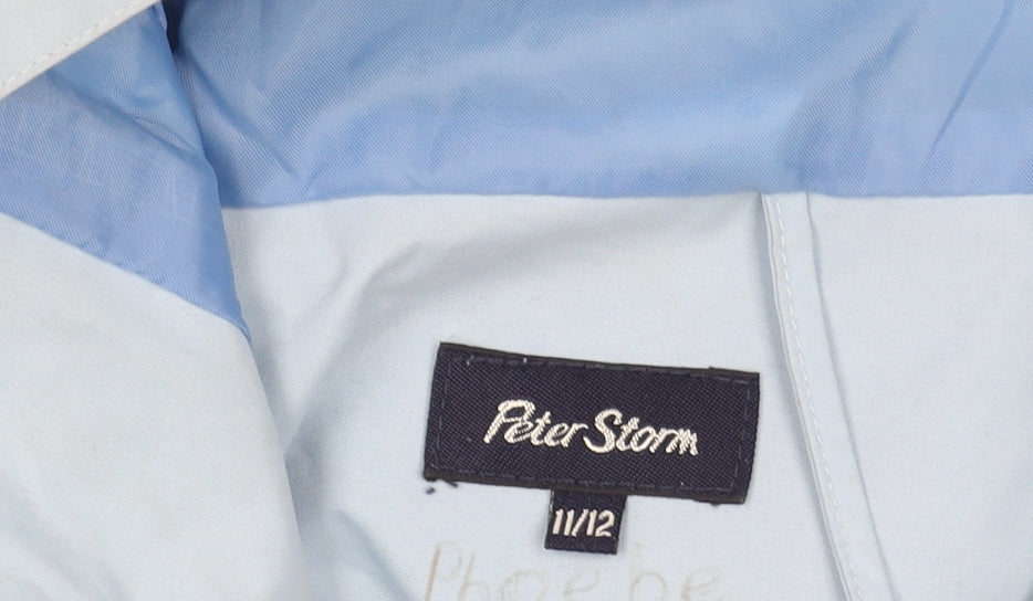 Additional view of Peter Storm girls’ blue mid-length waterproof jacket
