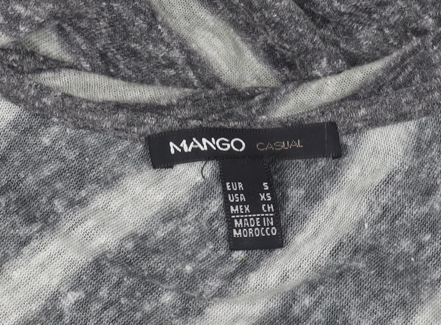 Mango Women’s Grey Striped V-Neck Sleeveless Top