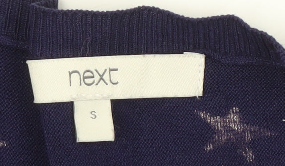 Next Women's Blue Star V-Neck Pullover Jumper S