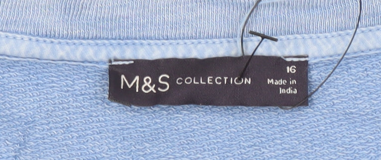 Marks & Spencer Women's Blue Cotton Jumper Size 16