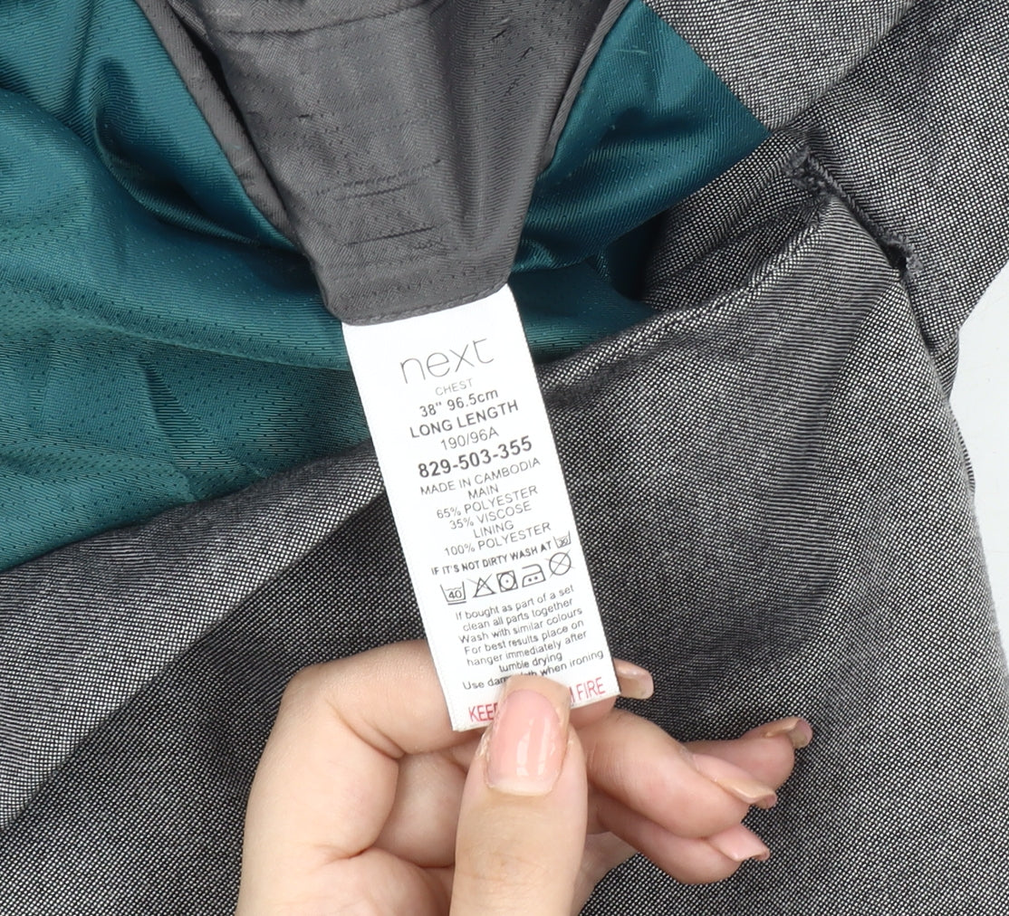 Next Men's Grey Long Length Blazer Jacket Size 38L