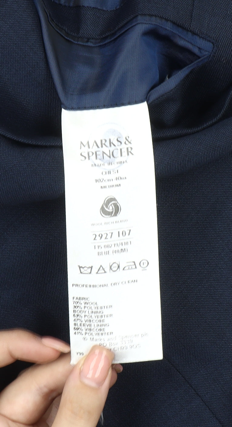 Marks & Spencer Men's Blue 40R Blazer Jacket