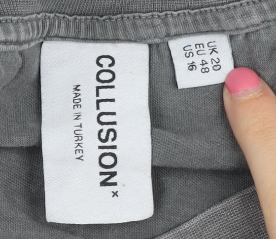 Collusion Grey Unisex T-Shirt, Size 20, Artistic Print