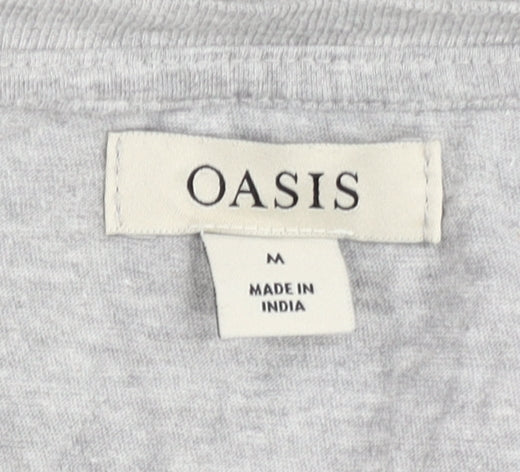 Oasis Women's Grey Crew Neck T-Shirt - Size M, Casual Wear