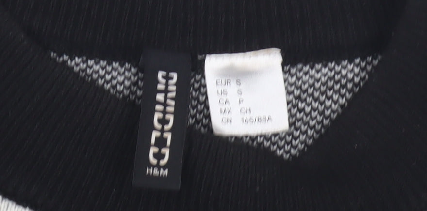 H&M Women's Black Floral Pullover Jumper, Size S