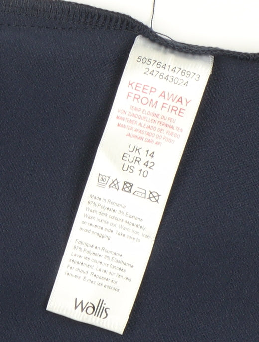 Wallis Women's Blue Long Open Coat Size 14