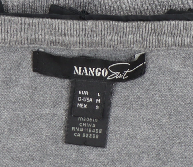 Mango Women’s Grey Ruffle Pullover Jumper Size 12