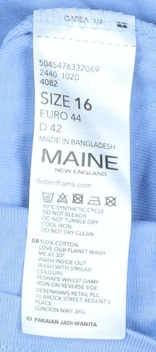Maine Women's Blue Crochet Accent T-Shirt Size 16