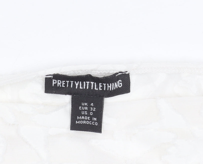 PrettyLittleThing Women's White Size 4 Short Cowl Neck Dress