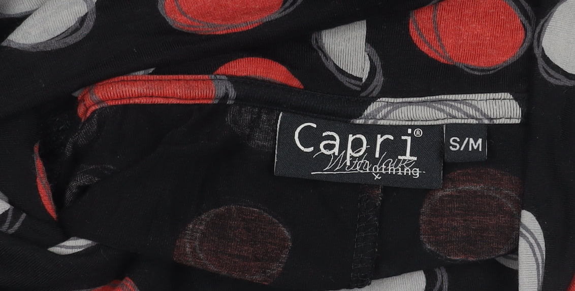 Capri Women's Black Polka Dot Cowl Neck Dress S/M