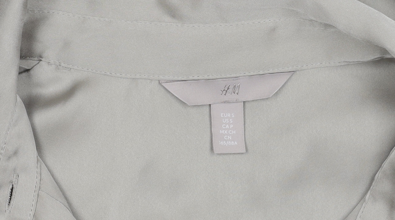 H&M Women's Beige Button-Up Shirt Size 12