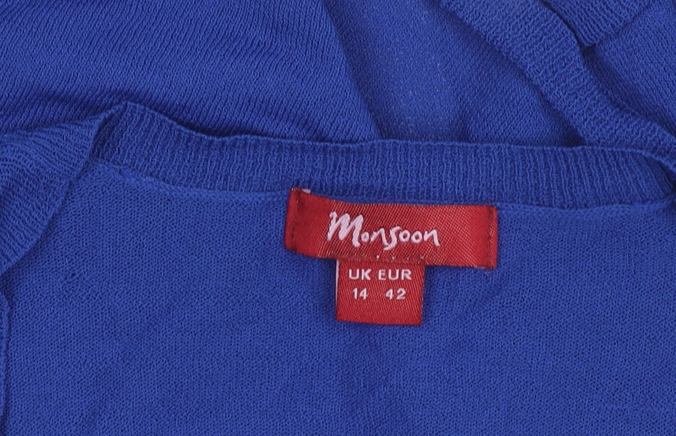 Monsoon Women's Blue Cardigan UK Size 14 Long Sleeve