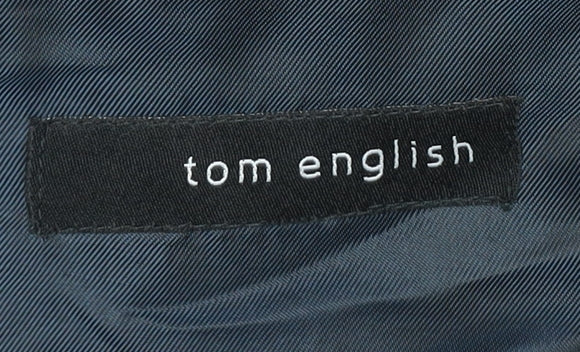 Tom English Men's Black Striped Blazer, 40R, Single-Breasted