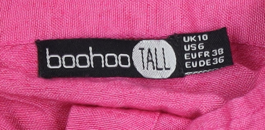 Boohoo Women's Pink Button-Up Shirt Size 10 Tall
