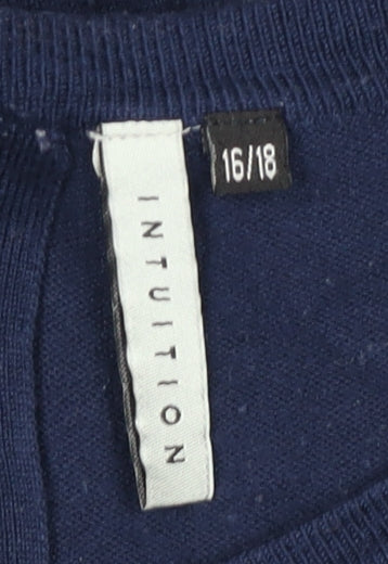 Intuition Women's Blue Striped Pullover Jumper Size L