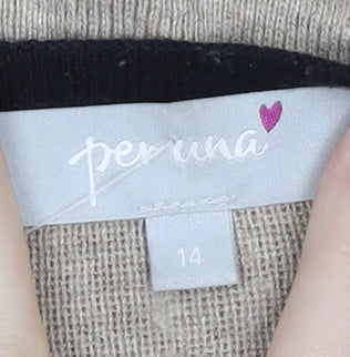 Per Una Women's Beige Open Front Cardigan Size 14 Button Open