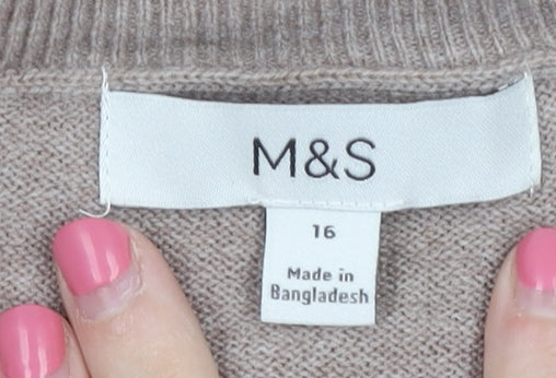 Marks & Spencer Women's Beige Pullover Jumper Size 16
