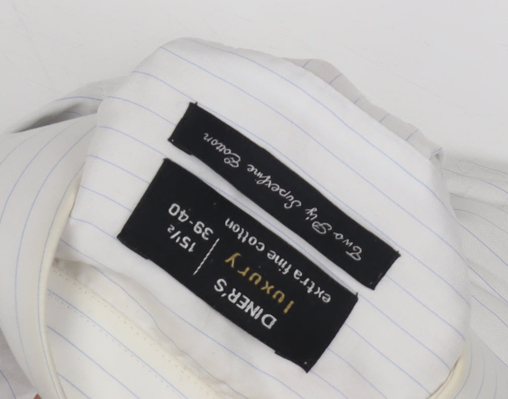 Diner's Men's White Pinstripe Dress Shirt 15.5