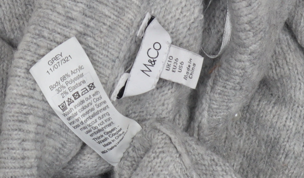 M&Co Women's Grey Collared Jumper Size 10